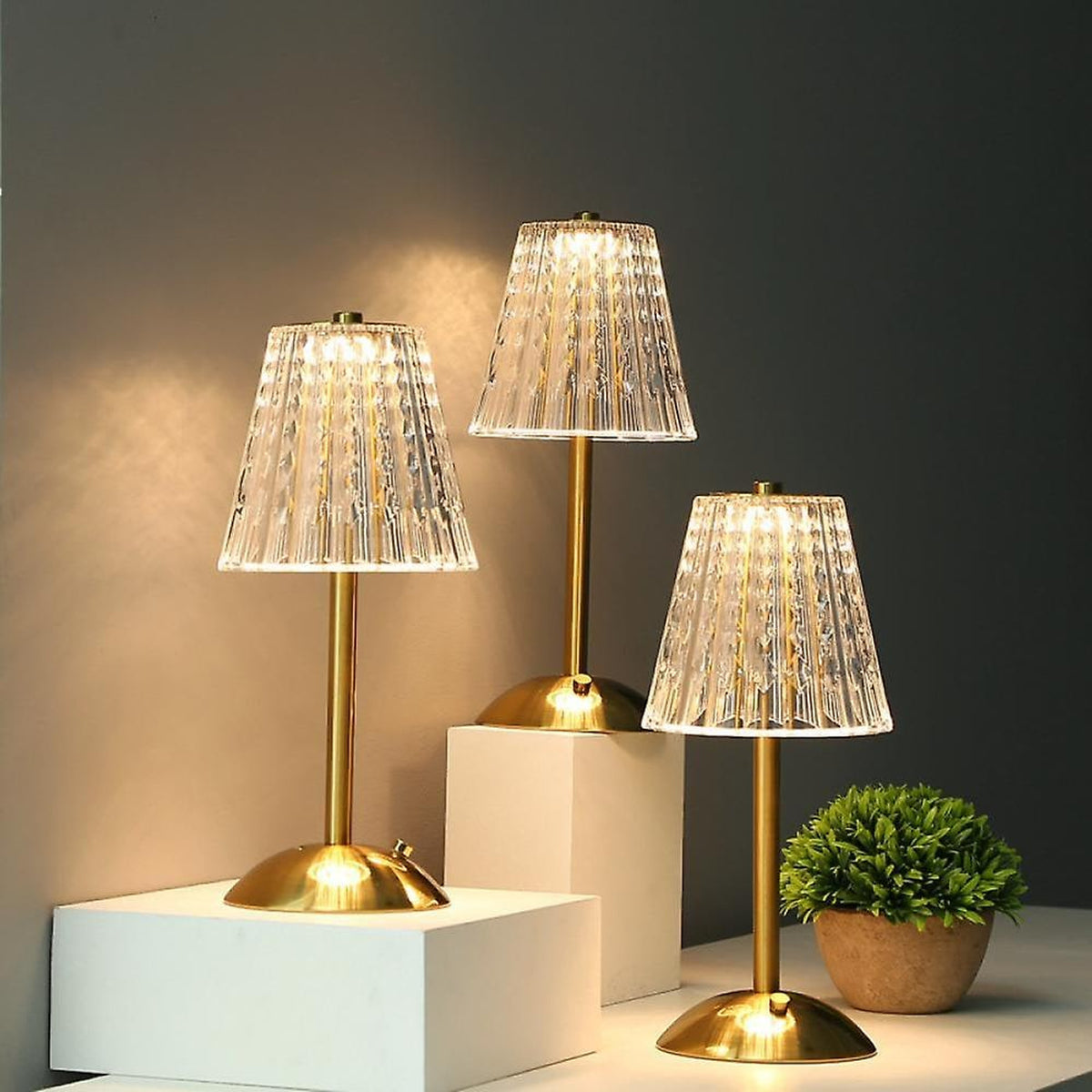 Rechargeable Crystal Table Lamp With USB Charging Tri-Color Portable - Image 4