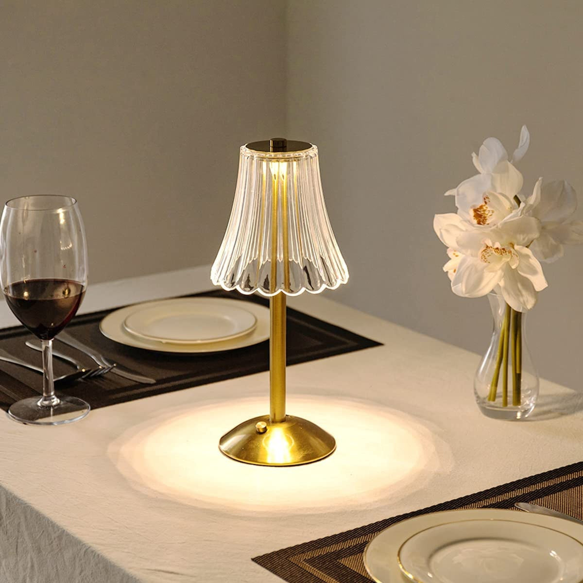 Rechargeable Crystal Table Lamp With USB Charging Tri-Color Portable - Image 3