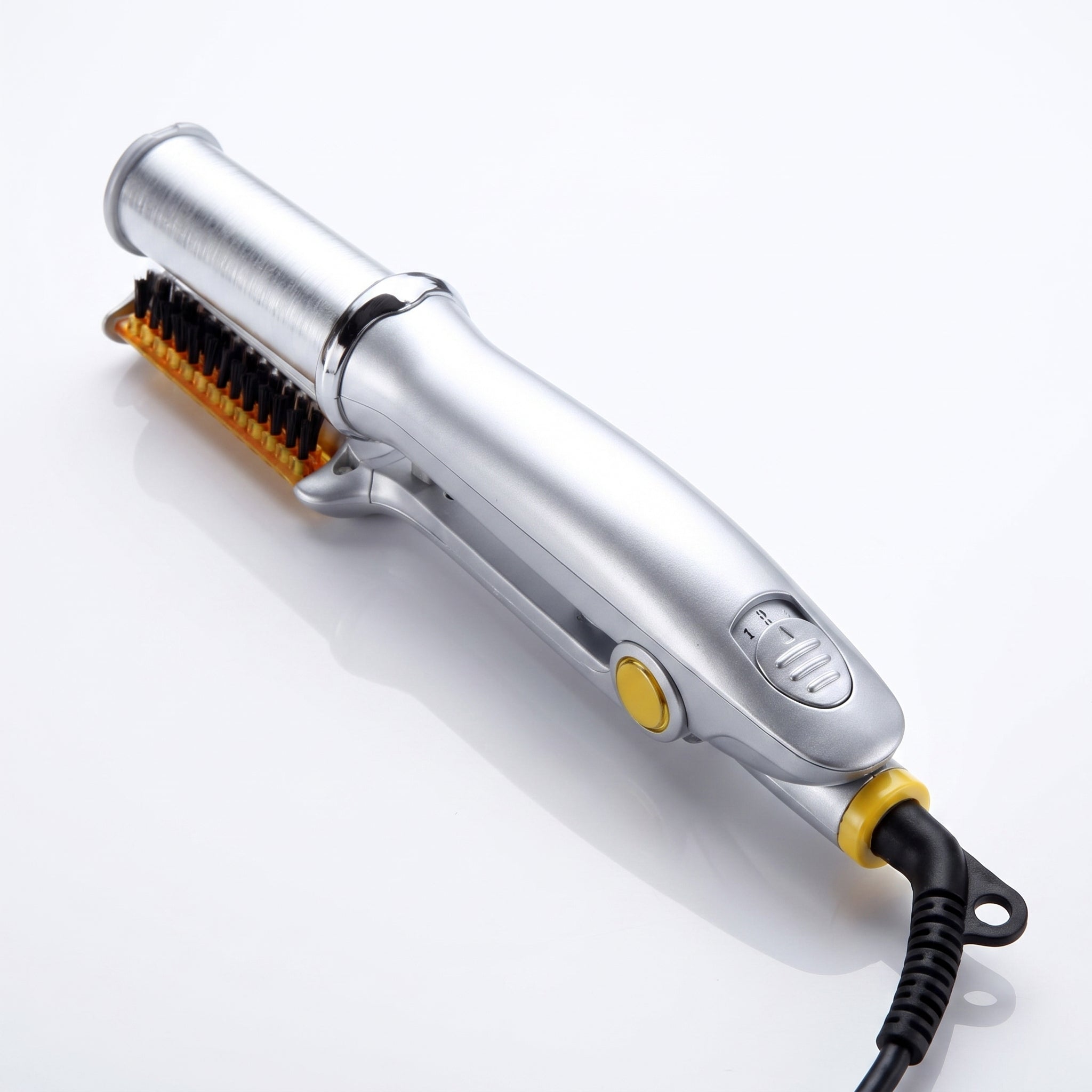 Hair Curler Heated Styler Rotating Barrel Brush Silver Gold Black - angle