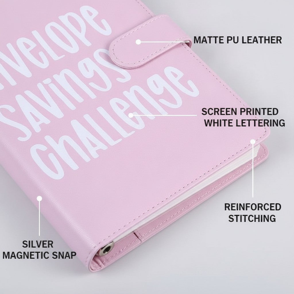 savings challenge binder close-up construction and materials