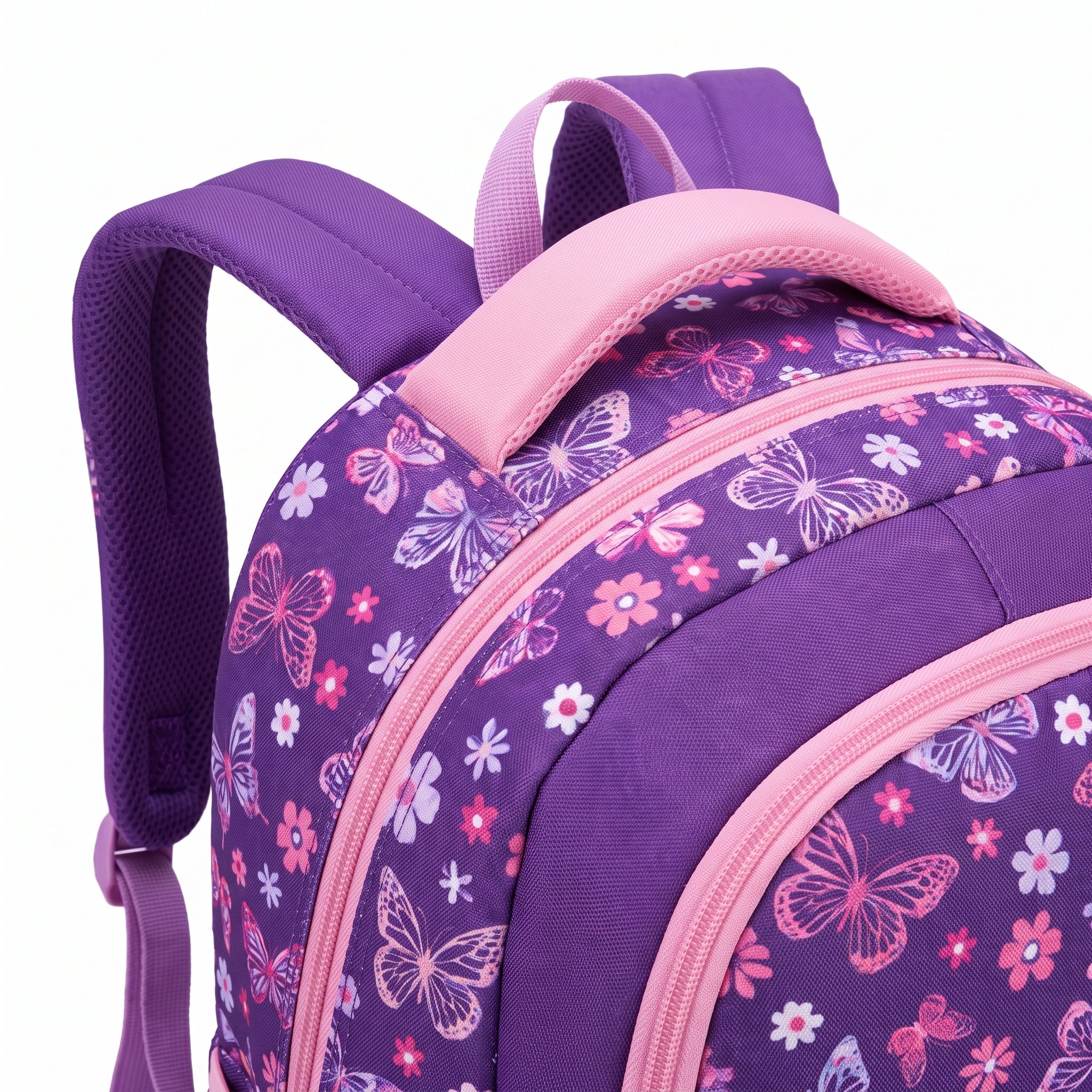 Kids Backpack Girls with Lunch Bag Purple Butterfly Set - detail