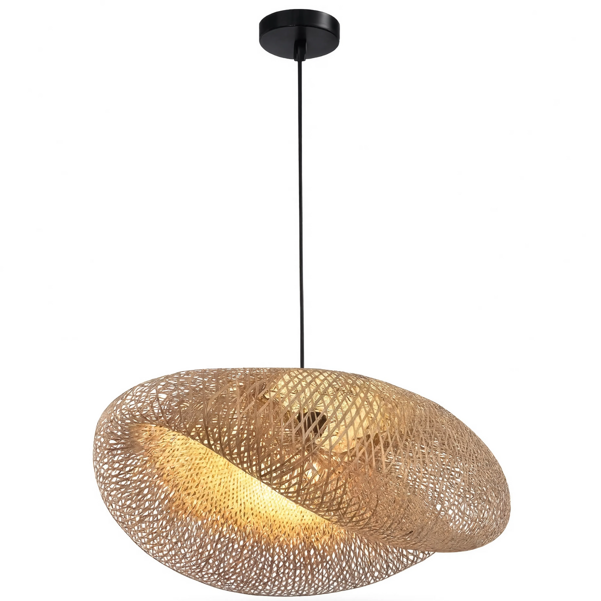Sculptural Braided Bamboo Pendant Light With E27 - Image 12