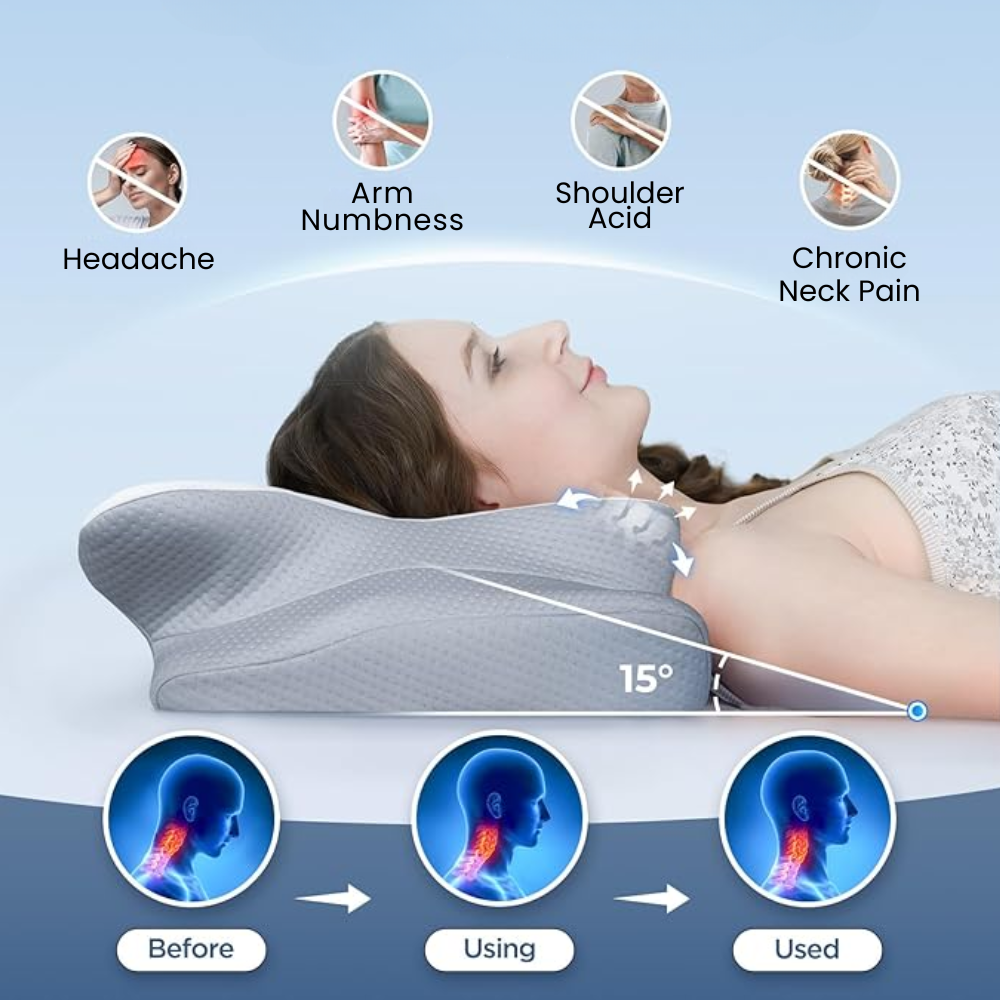 Side Sleeper Pillow Memory Foam Neck Pain Ergonomic Back Cervical - Image 9