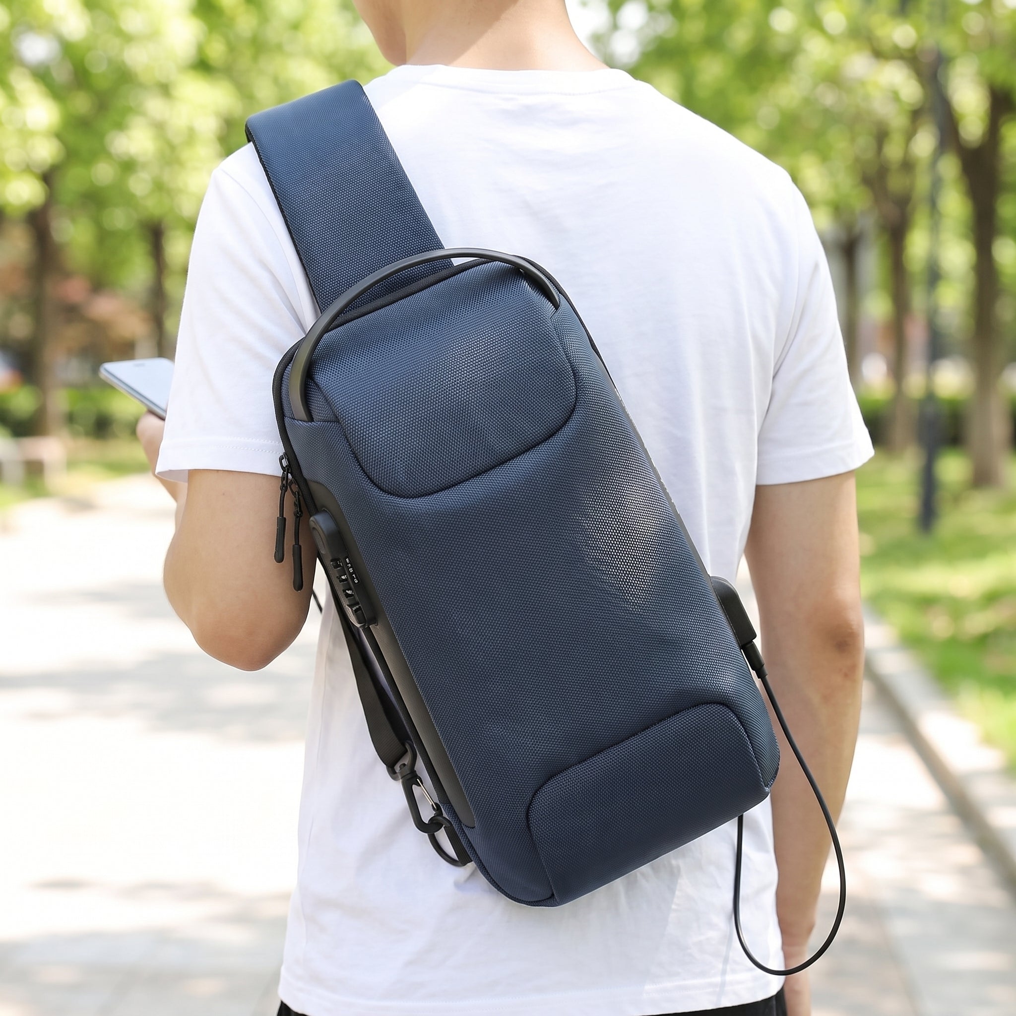Travel Bag Crossbody Shoulder Anti Theft USB Pack - Image 15