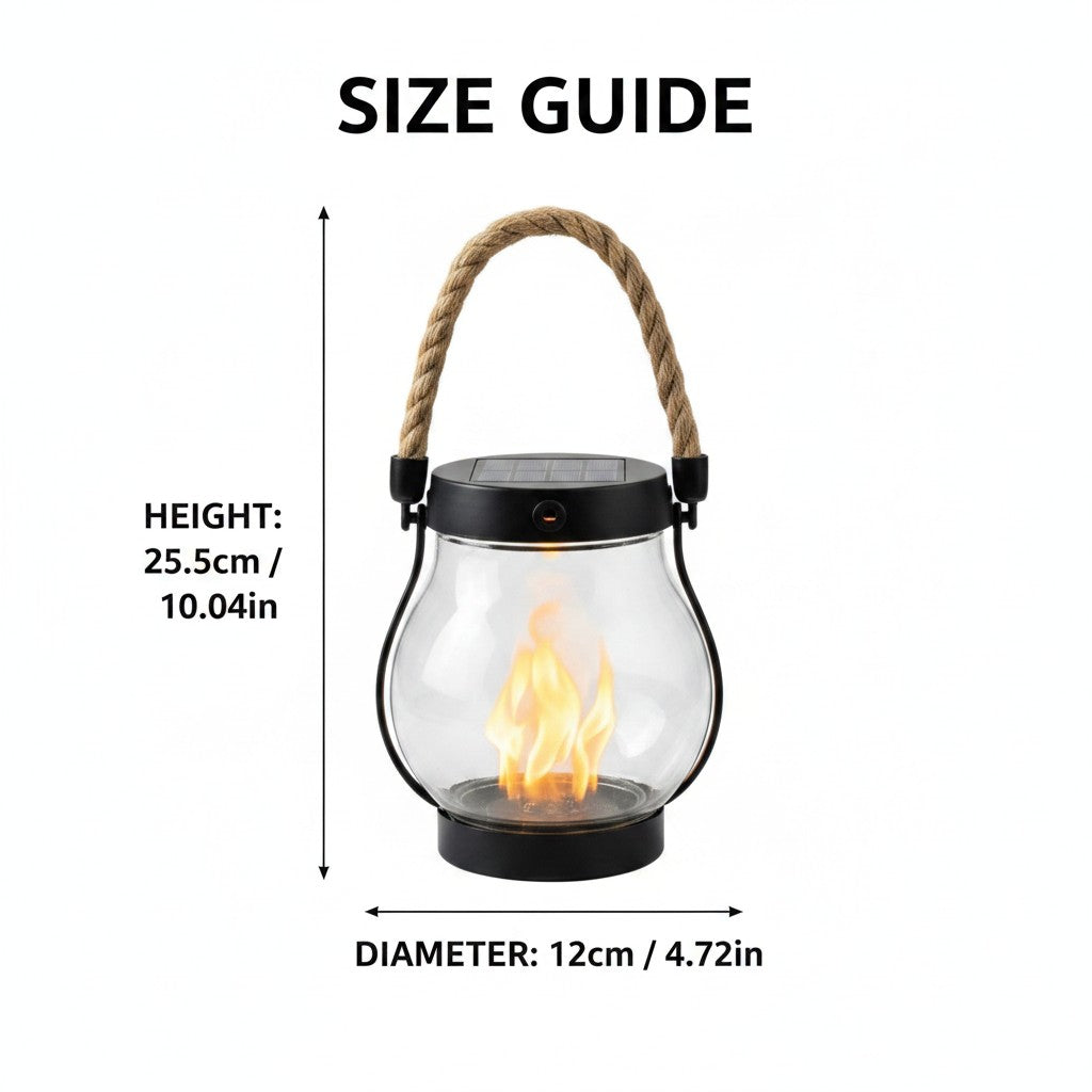 solar flame lantern dimensions and size guide