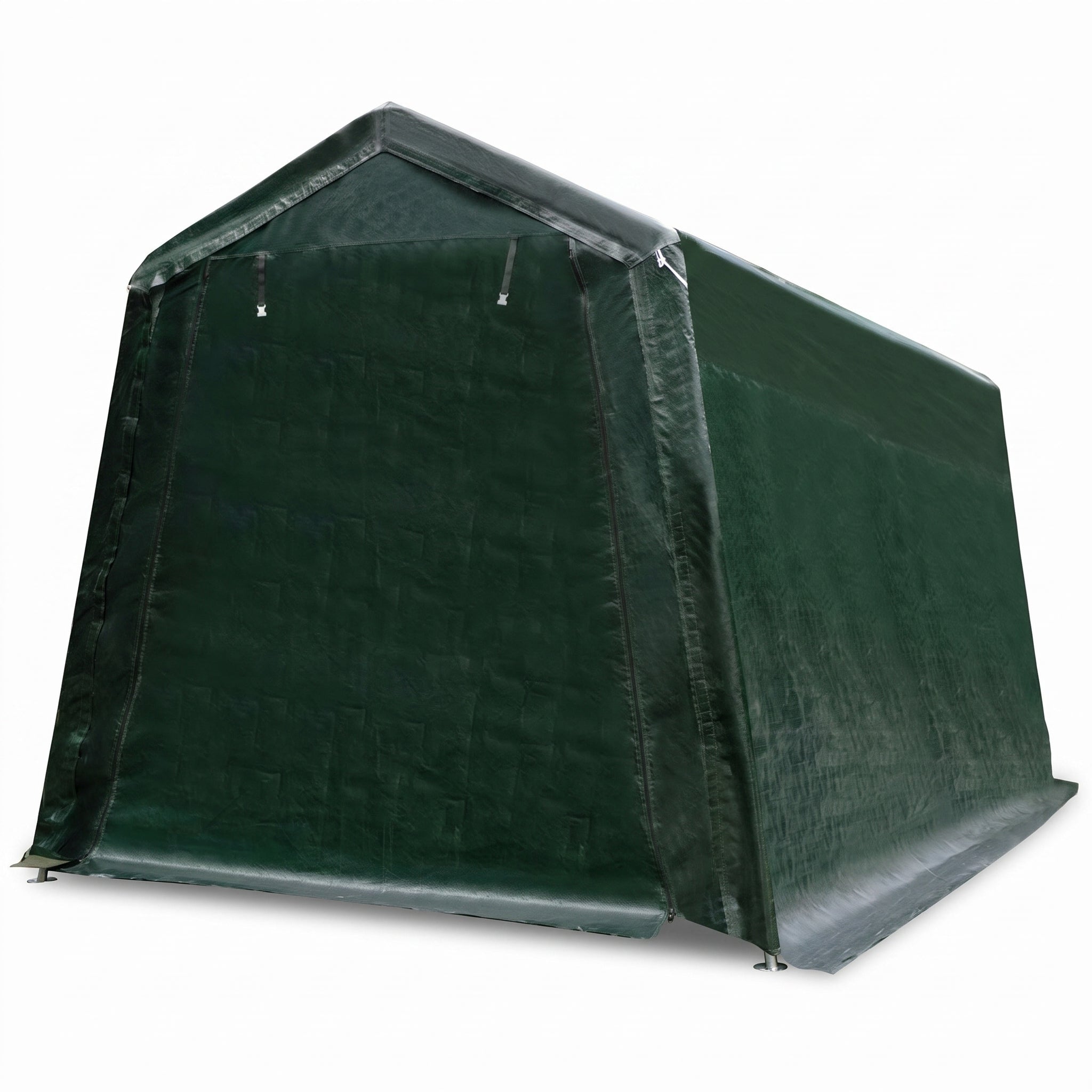 Dark Green Canopy Tent Outdoor Storage 10x10 Portable Garage - angle