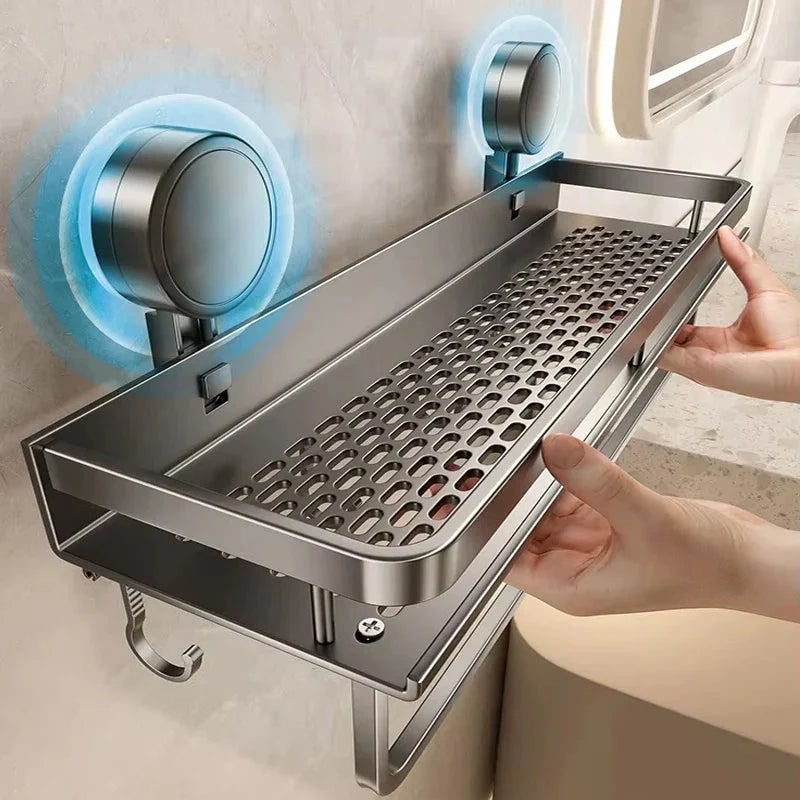 Suction Cup Shower Caddy Bathroom Shelf Wall Mounted No Drill Shelf - Image 1