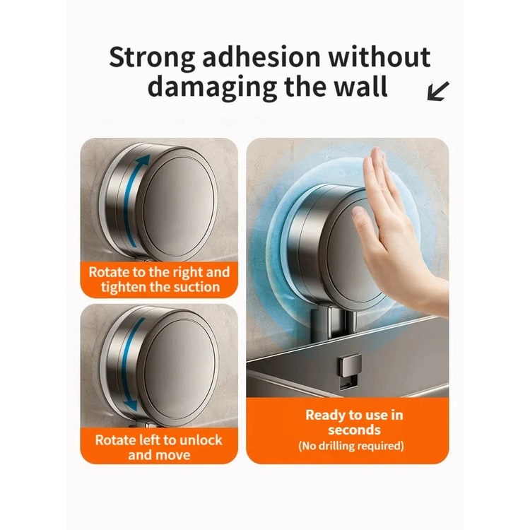 Suction Cup Shower Caddy Bathroom Shelf Wall Mounted No Drill Shelf - Image 5