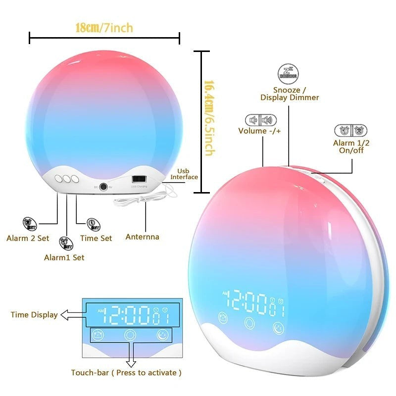 Sunrise Alarm Clock with Sleep Sounds & Color-Changing Awakening Light — image 6