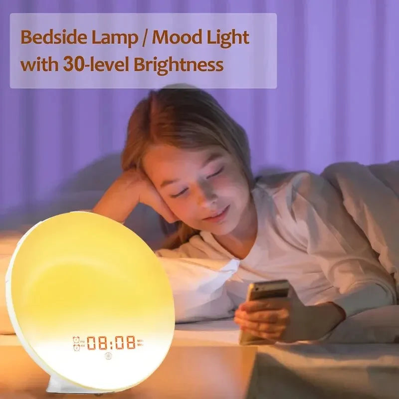 Sunrise Alarm Clock with Sunset Simulation, Night Light & FM Radio Desk Clock - Image 2