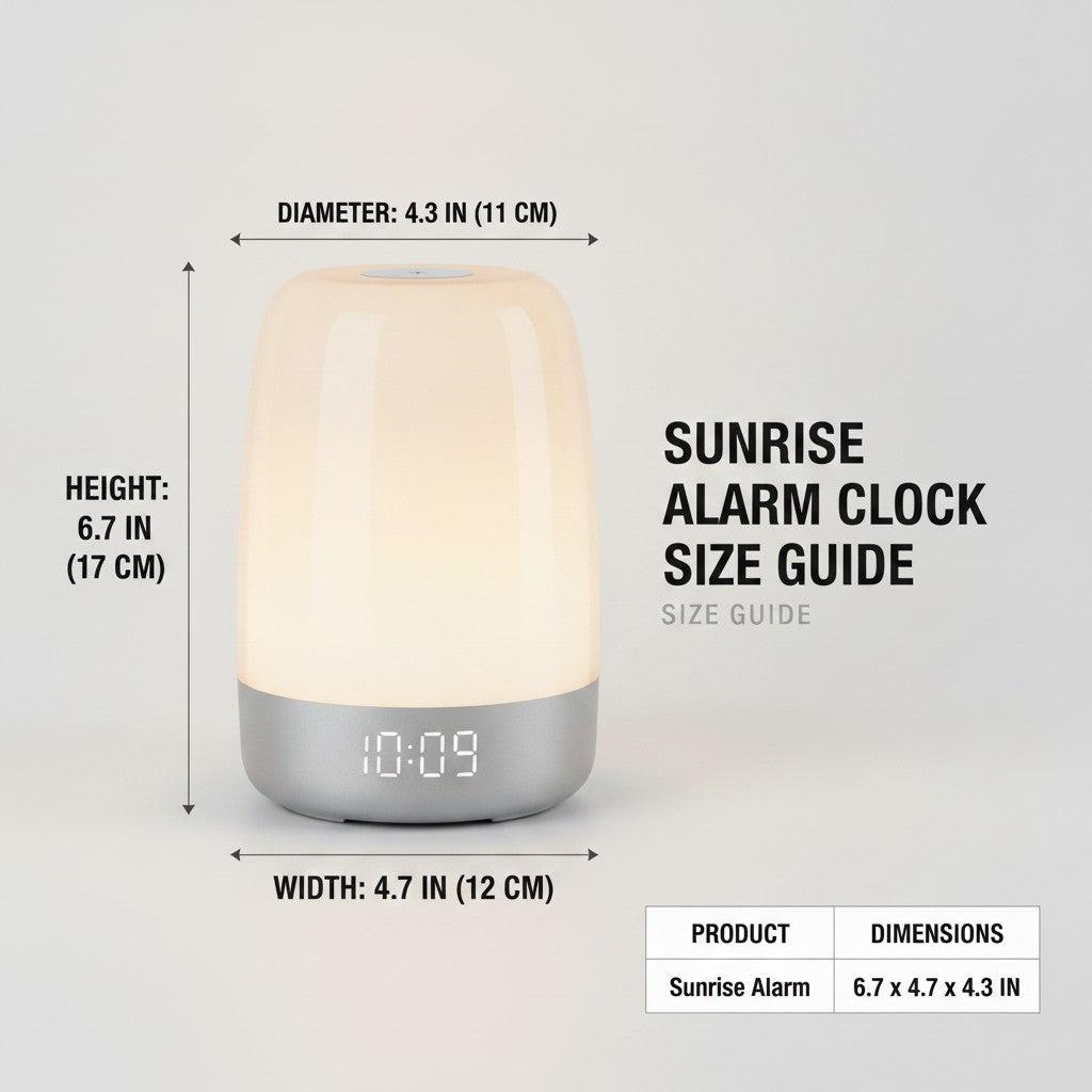 sunrise alarm clock lamp dimensions and size guide