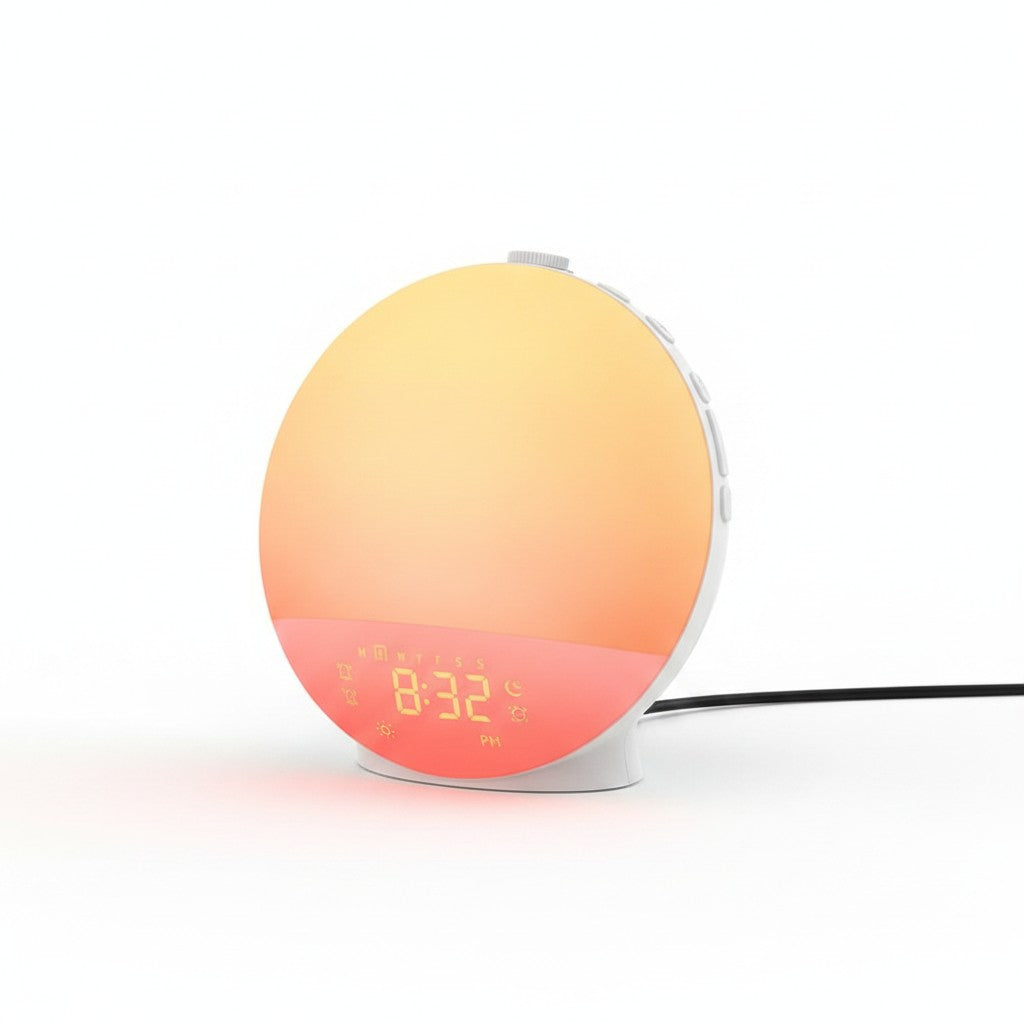sunrise alarm clock product photo on white background