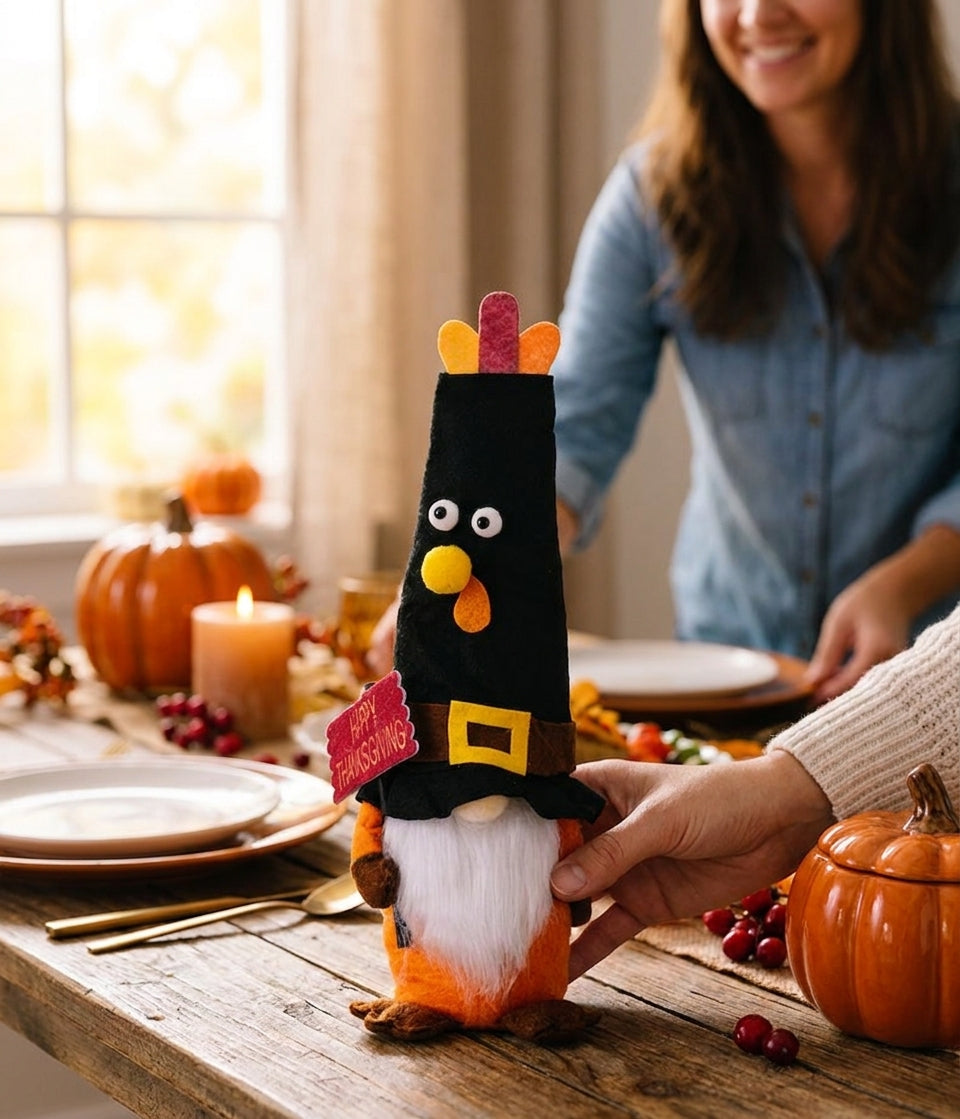 Thanksgiving Decorations Happy Thanksgiving Fall Gnome Plush Figures - in-use