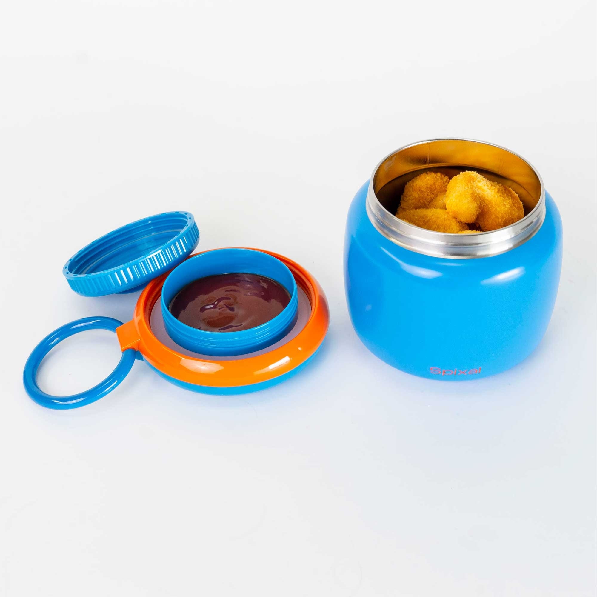 Thermos Food Container Wall Insulated Blue Orange Insulated Food Jar - Image 1