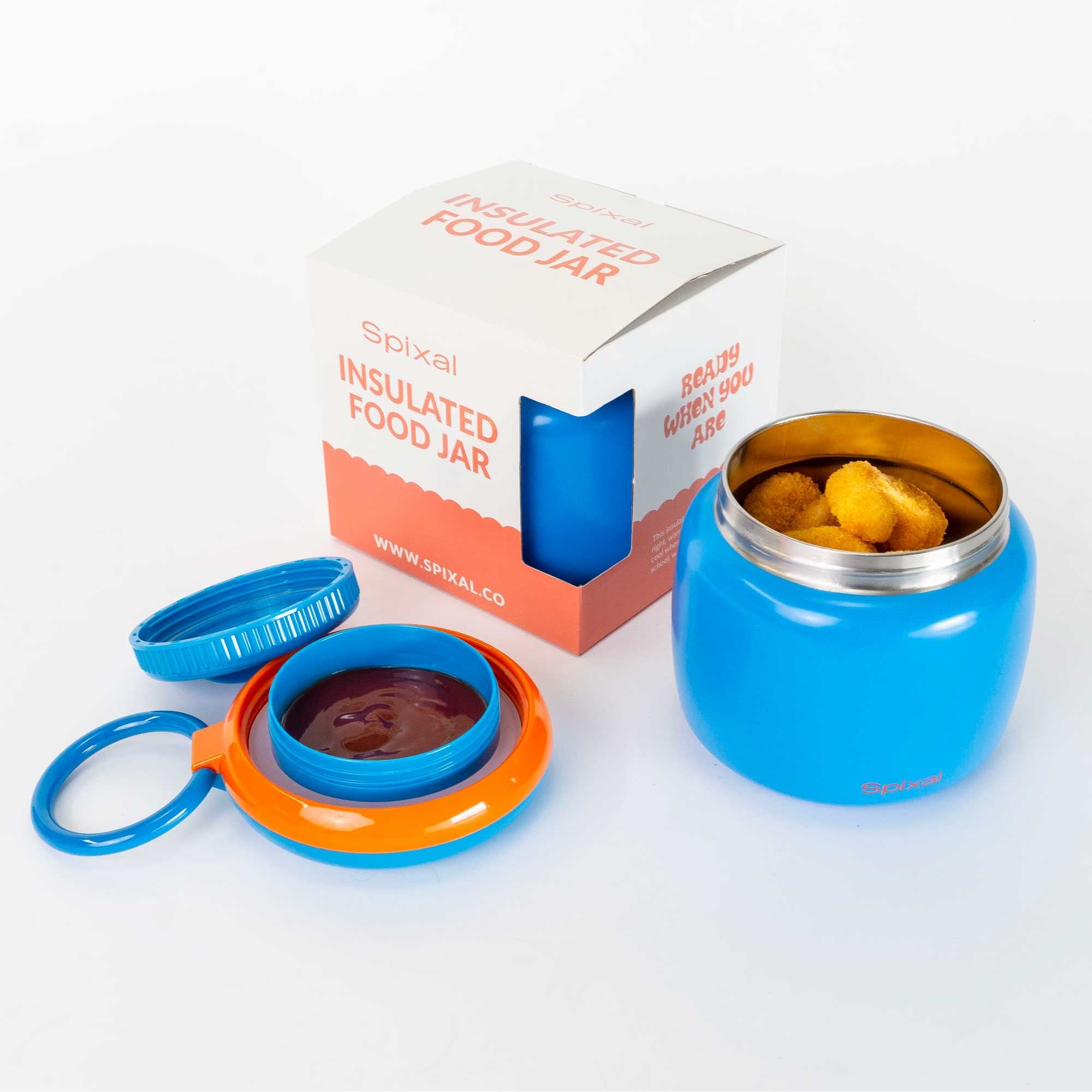 Thermos Food Container Wall Insulated Blue Orange Insulated Food Jar - Image 8