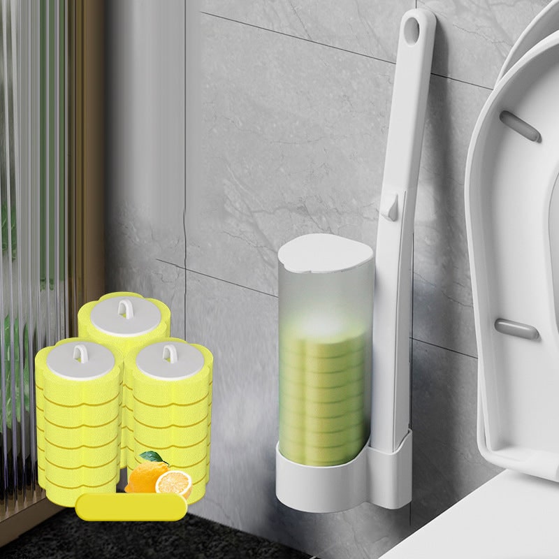 Toilet Cleaning Disposable Toilet Brush Holder Push Button Design - Image 19