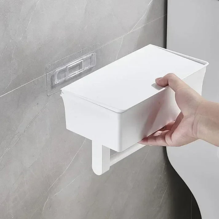 Toilet Paper Holder Wall Mount Toilet Paper Holder Shelf Matte Black - Image 2