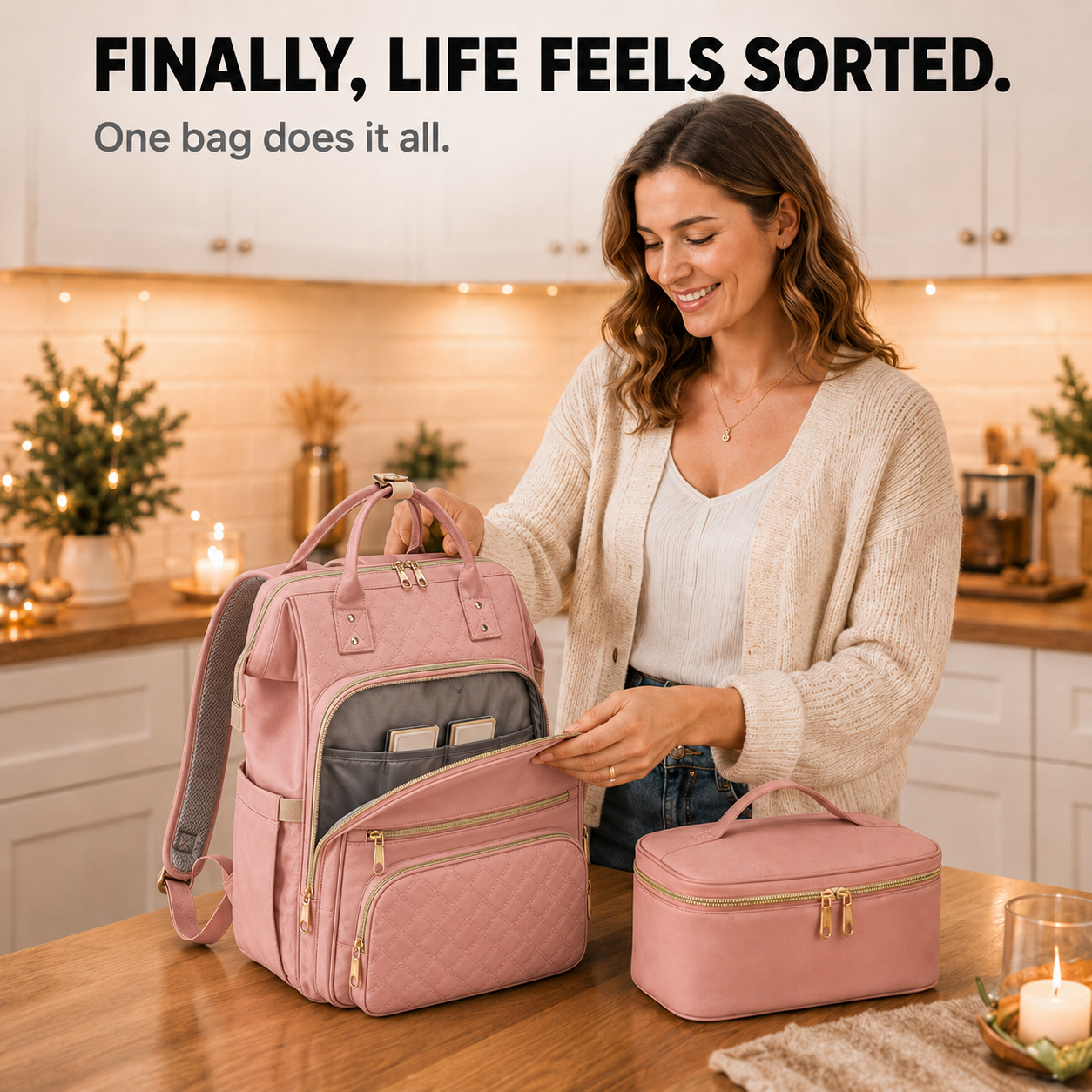 Travel Backpack Backpack with Laptop Quilted Lunch Box Set - Image 8