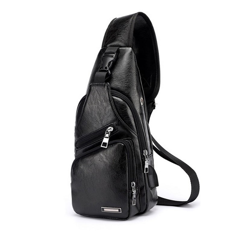 Travel Bag Shoulder Sling Leather USB - Image 1