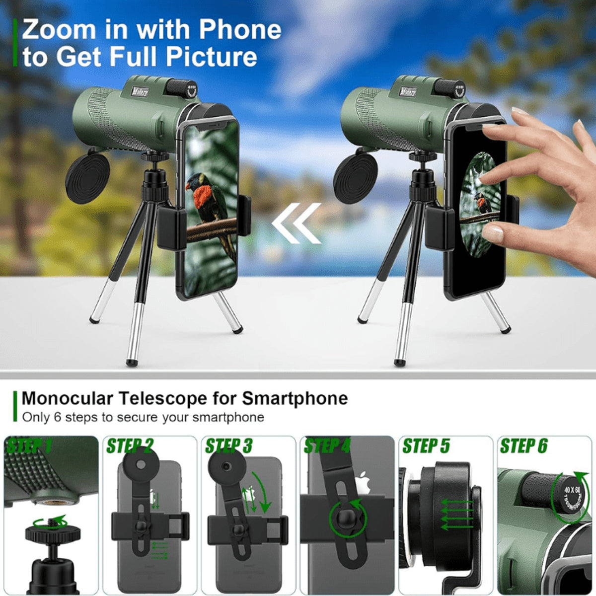 Ultra-Zoom Monocular Telescope With 600x HD Lens Compact For Hiking And Birdwatching - Image 7