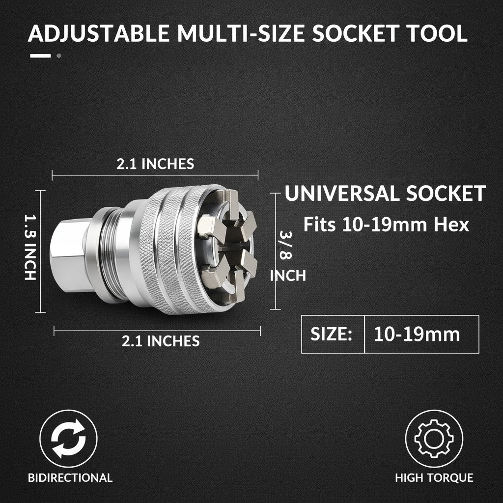 Fits 10-19mm — No Socket Swapping