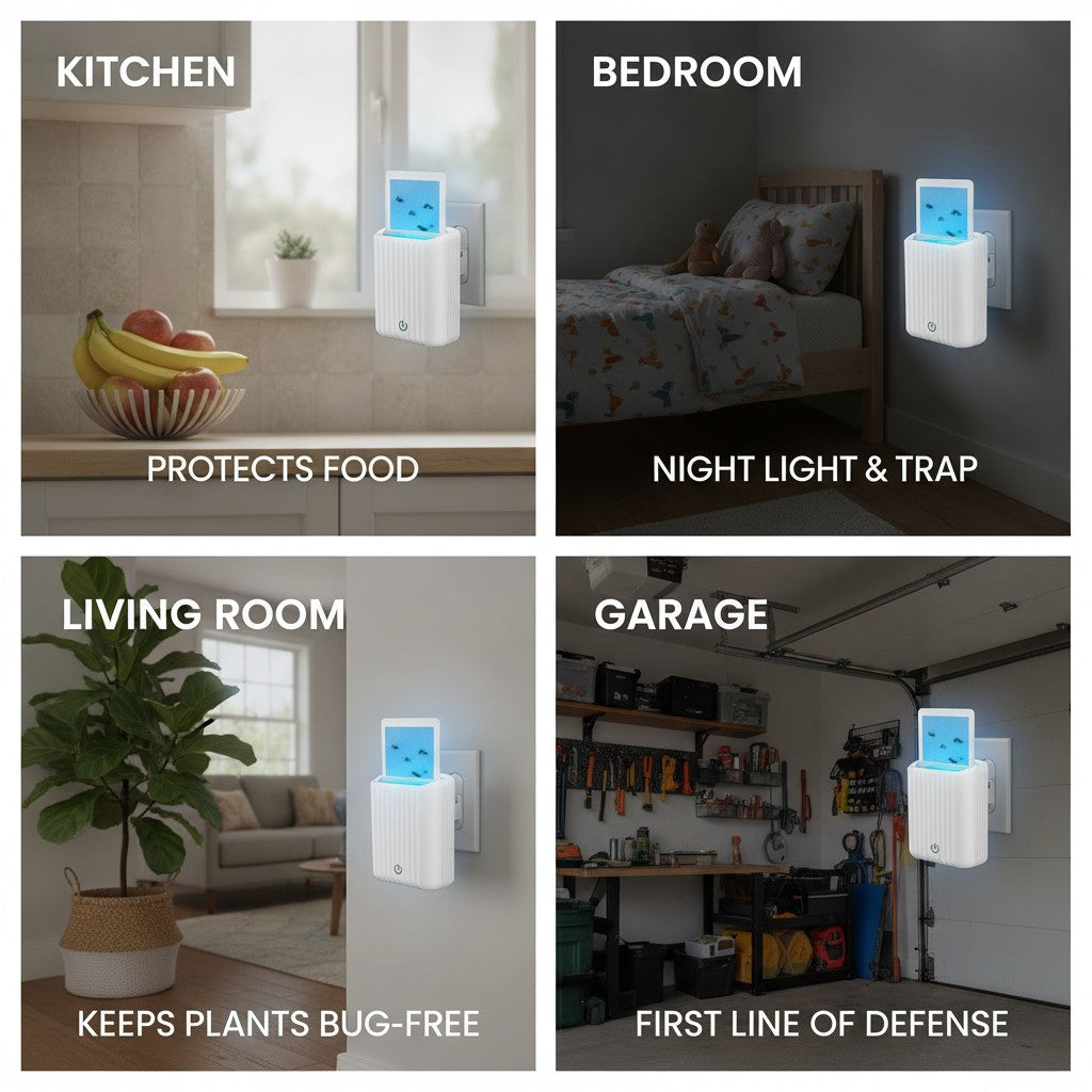 Indoor Fly Trap Plug-In 2 Pack, UV Light Insect Catcher with 6 Refills benefits