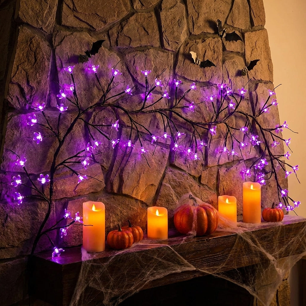 Halloween Vine String Lights LED Black Twigs Bat Decorations - Image 7