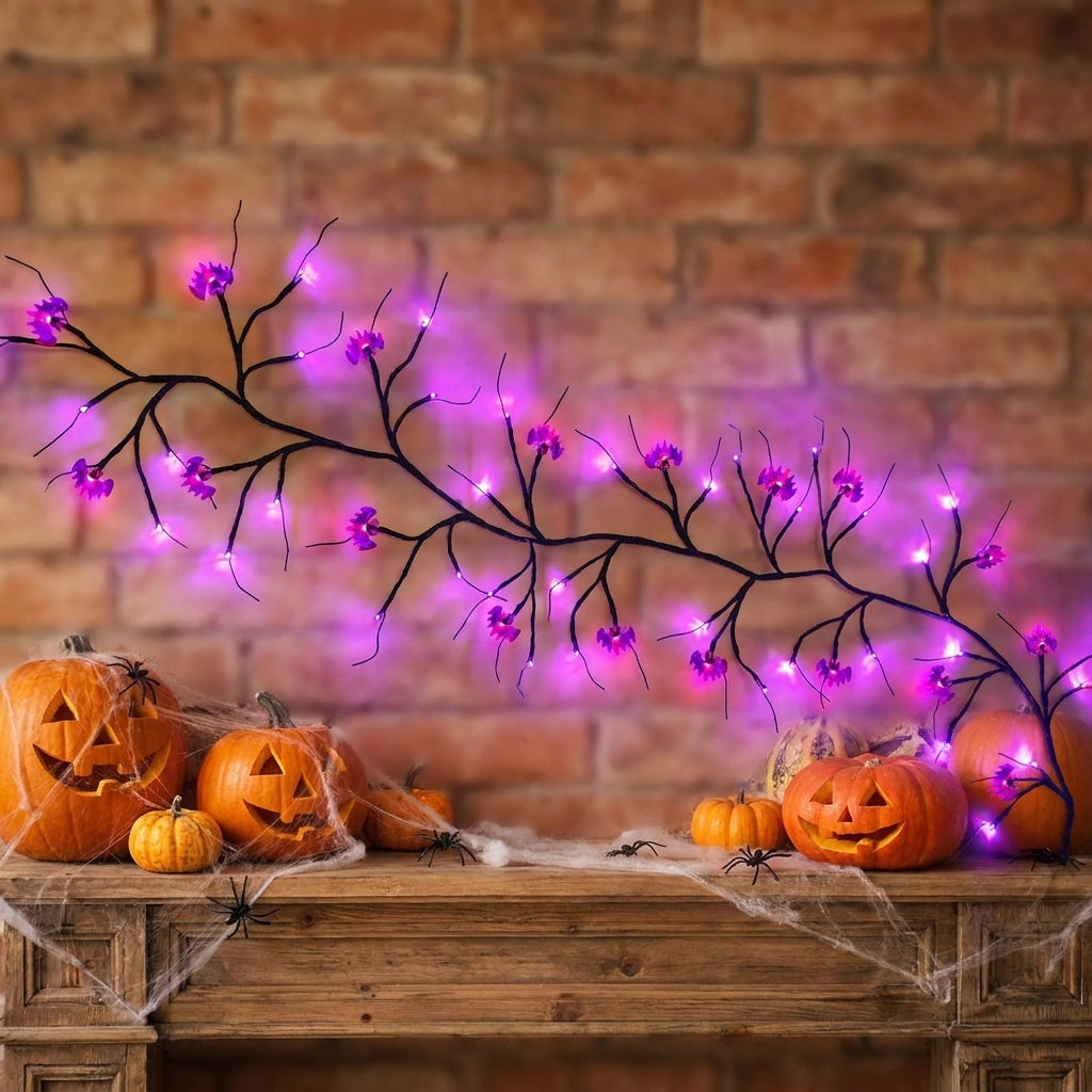 Halloween Vine String Lights LED Black Twigs Bat Decorations - Image 10