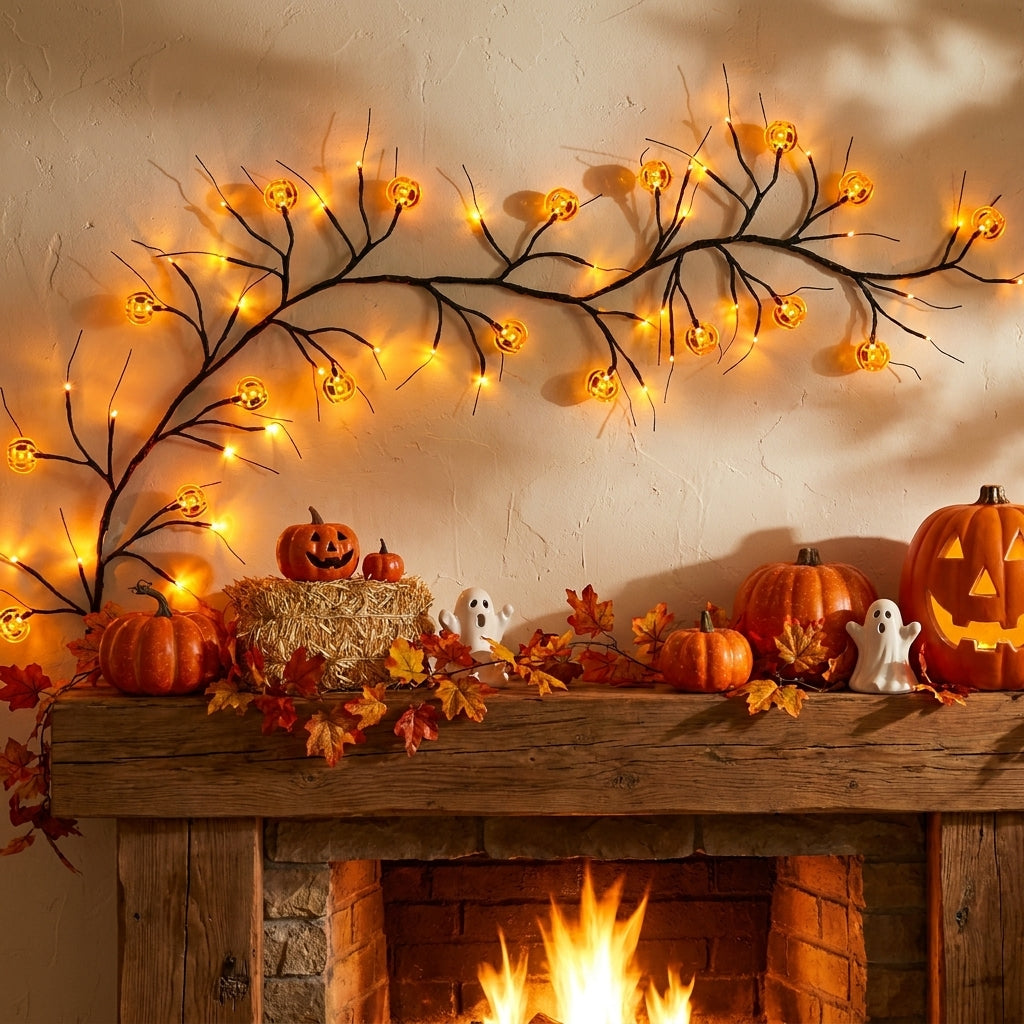 Halloween Vine String Lights LED Black Twigs Bat Decorations - Image 11