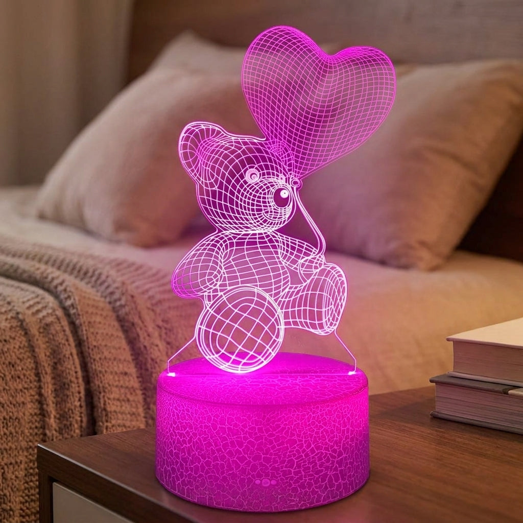 LED Lamp Battery Operated Lamp LED Night Light 3D Illusion Bear - Image 14
