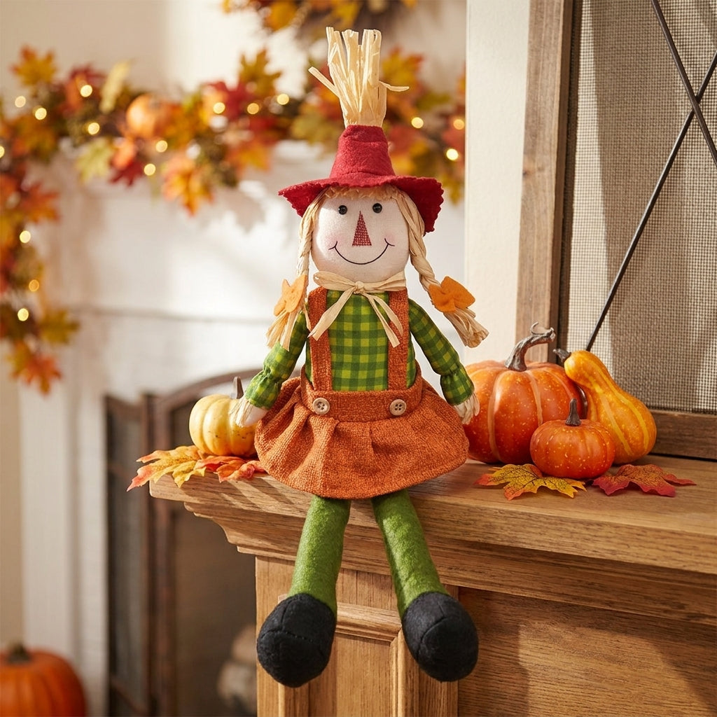 Thanksgiving Decorations Fall Decor Table Decor Sitting Scarecrow Doll - Image 4