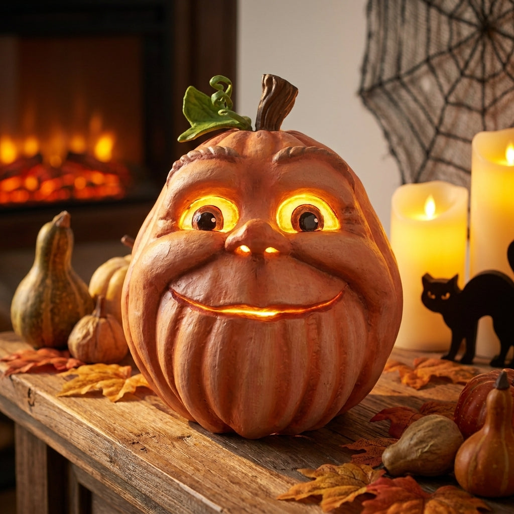 Pumpkin Decorations Halloween Decor Sculpted Figurine Orange Brown - Image 5