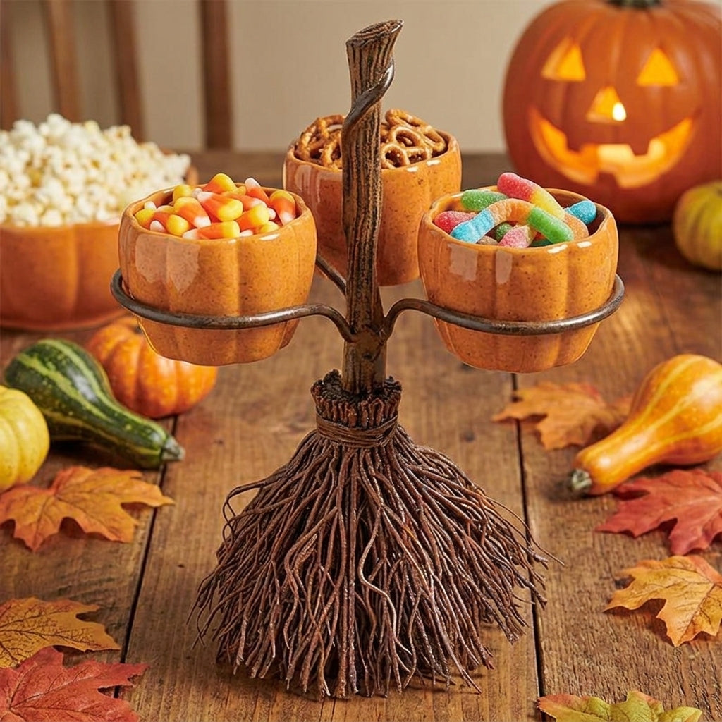 Pumpkin Decorations Halloween Decoration Broomstick Snack Bowls Rack - Image 6