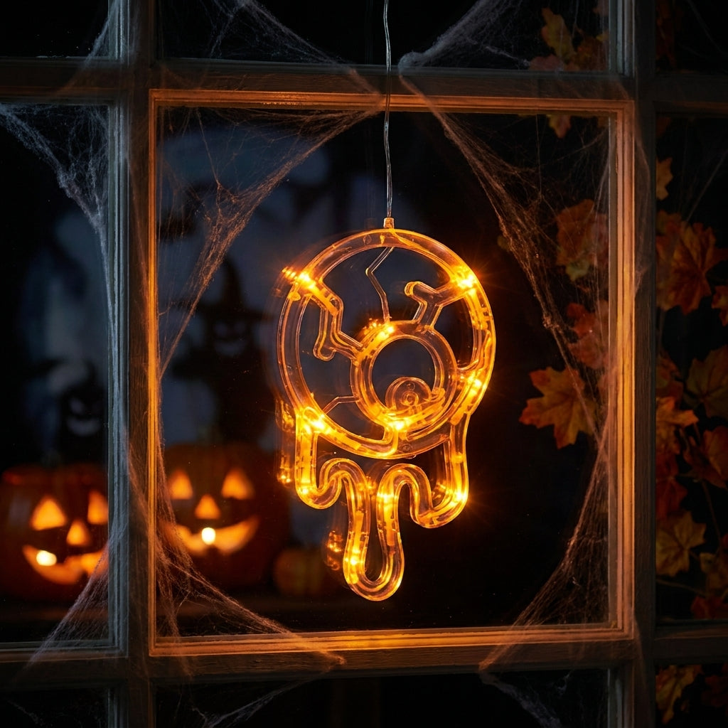Halloween Window Hanging Lights Orange LED Suction Cup Party Decor - Image 24