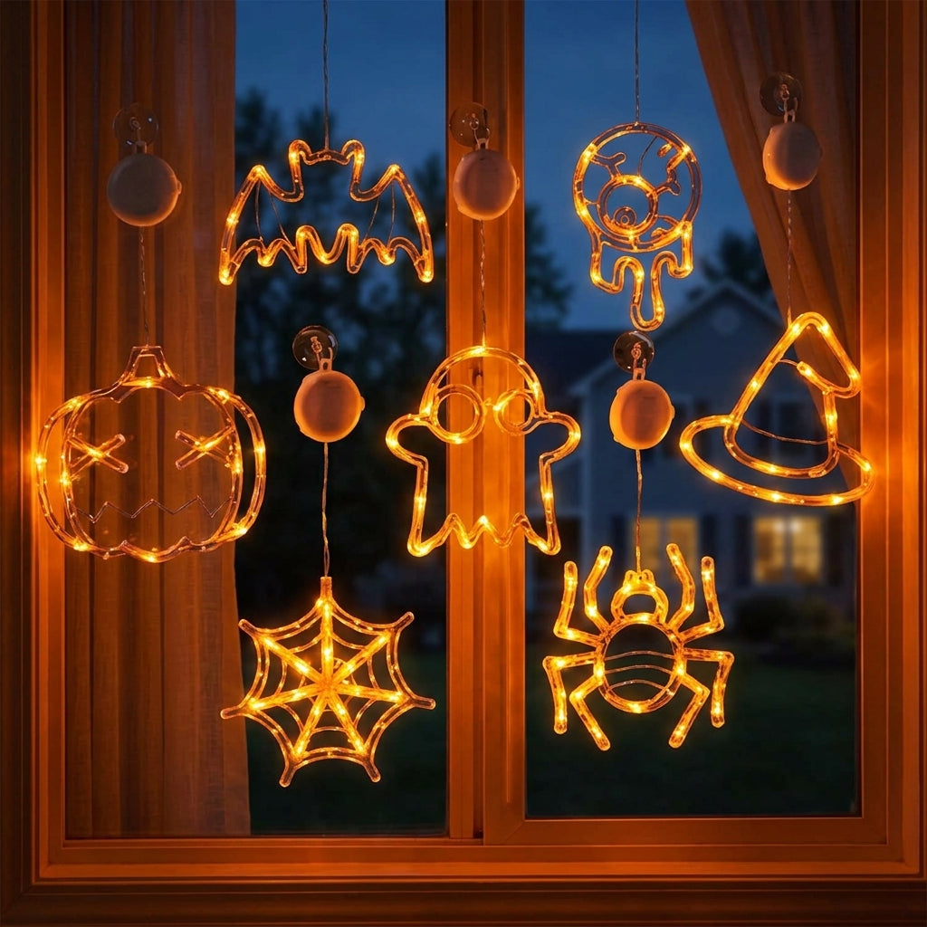 Halloween Window Hanging Lights Orange LED Suction Cup Party Decor - Image 27
