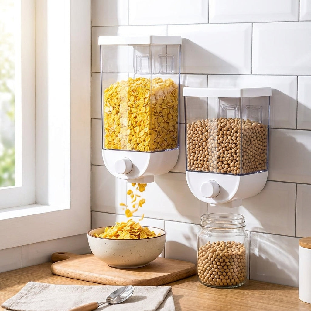 Cereal Dispenser Wall Mounted Clear Dry Food Container - Image 11