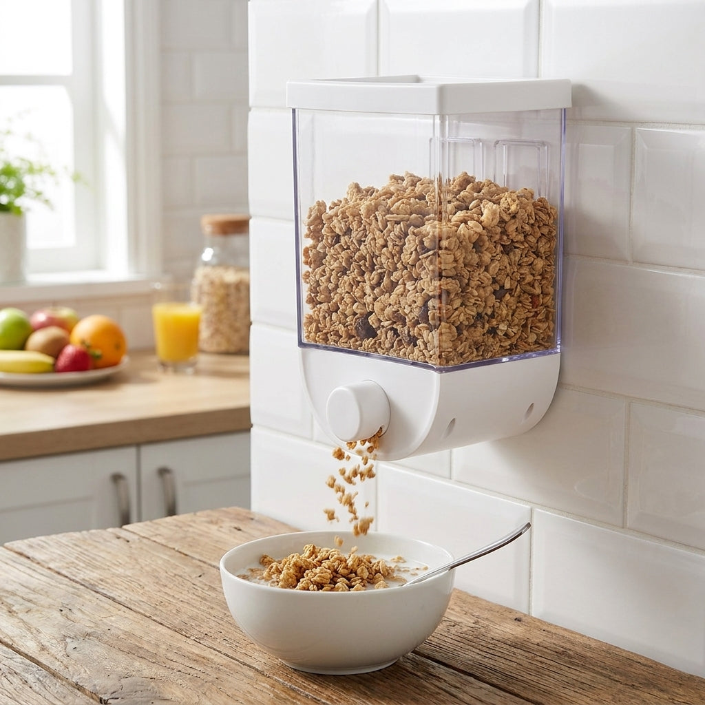 Cereal Dispenser Wall Mounted Clear Dry Food Container - Image 13
