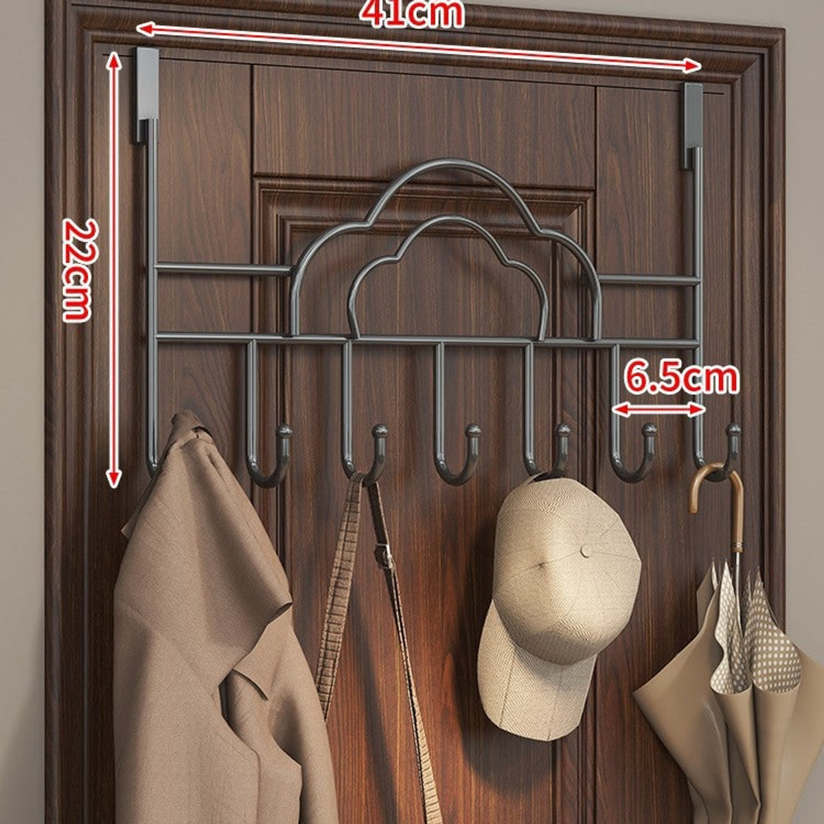 Wall Mounted Coat Rack with Streamlined Cloud Shape and Hook - Image 2