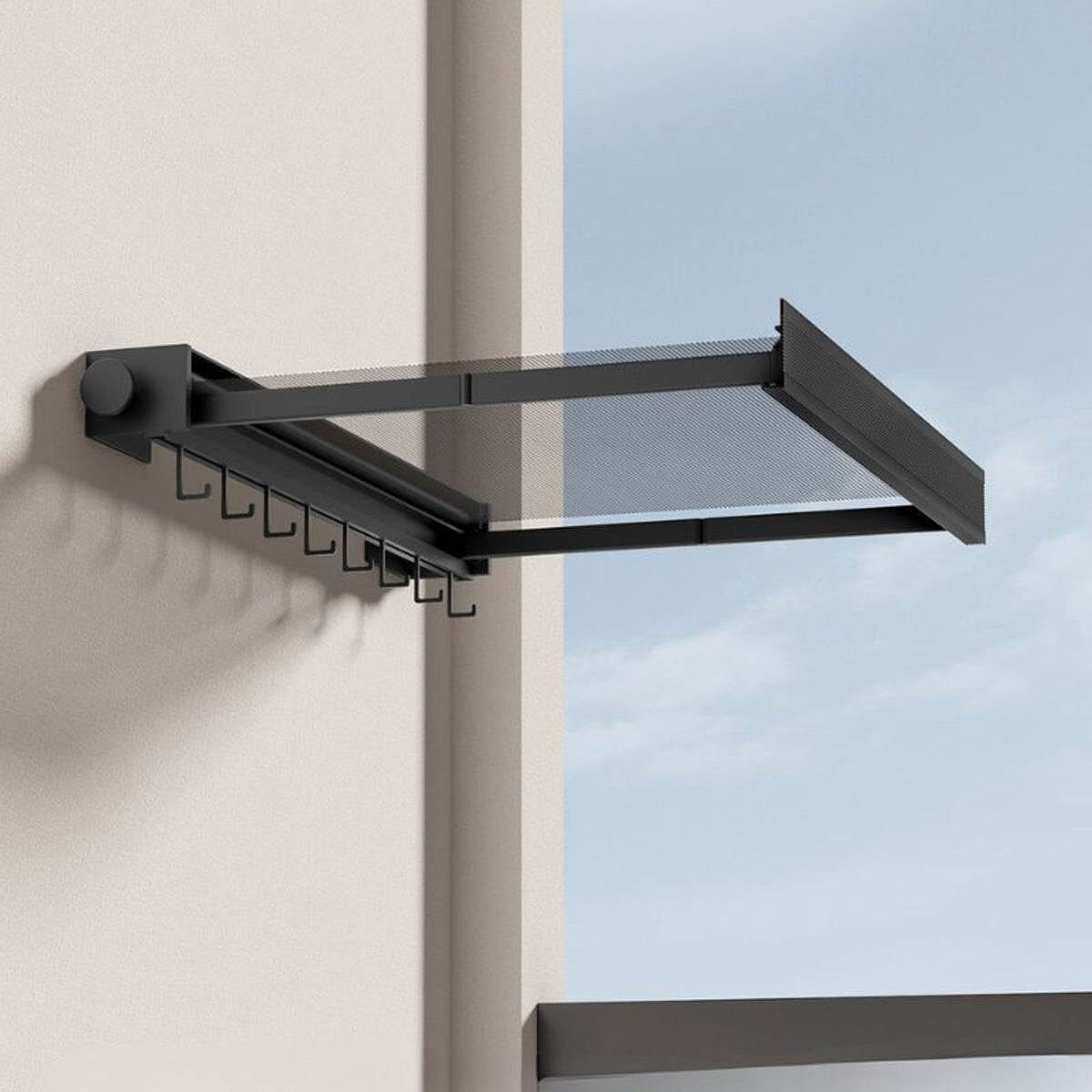 Wall Mounted Drying Rack Extendable With Shelf And Hooks Optimizes Your Home Space - Image 5