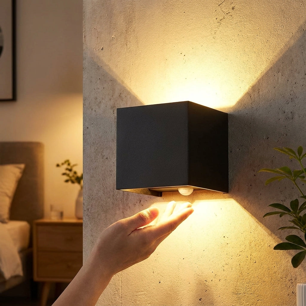 Wall Sconce Night Light Motion Sensor Light Wireless Warm Cube - Image 9