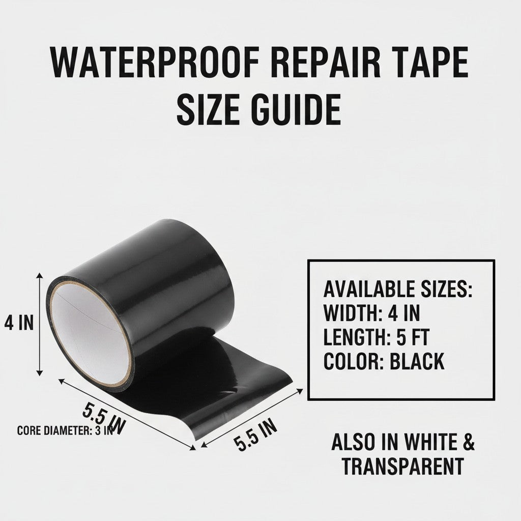 waterproof repair tape roll dimensions and size guide