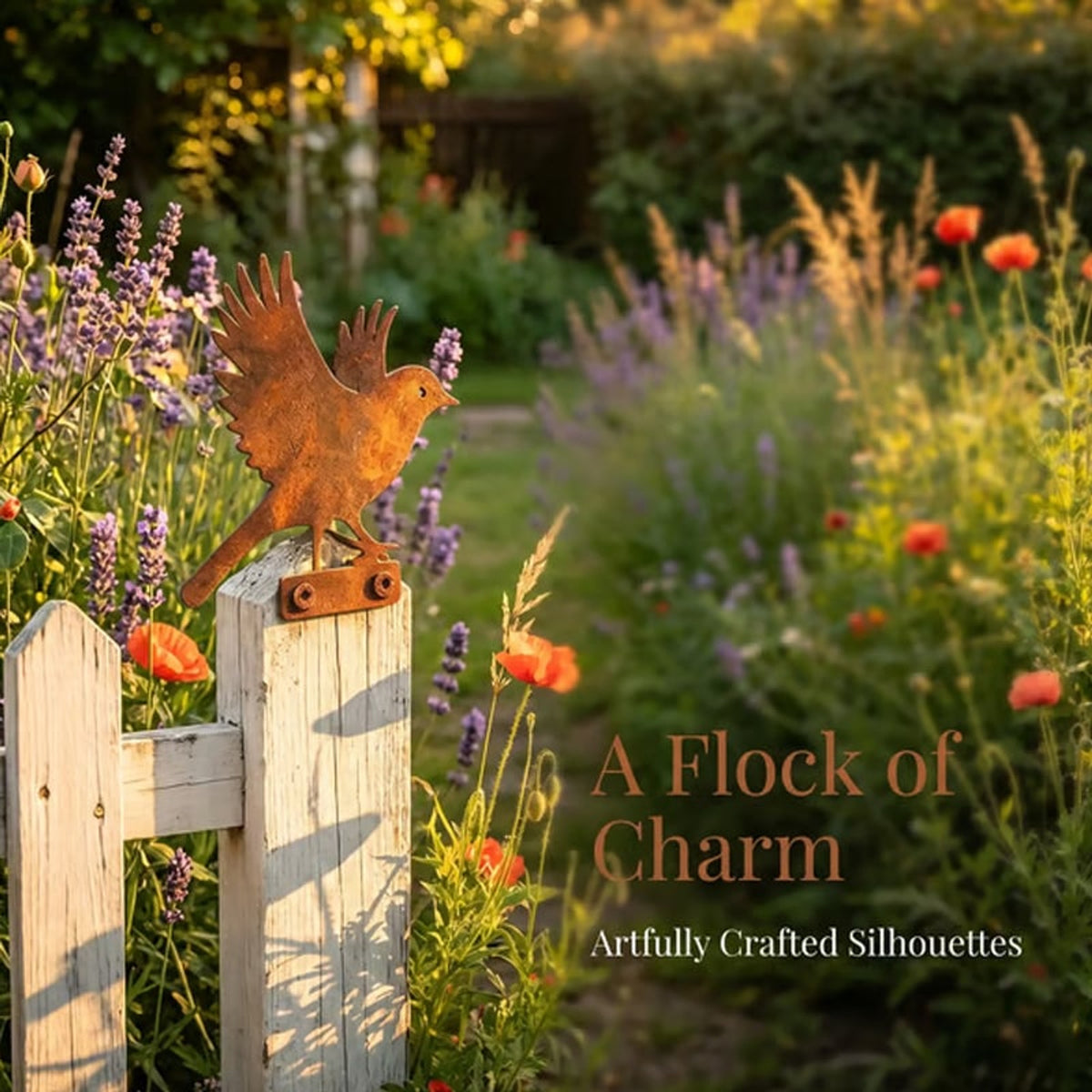 Weathered Corten Steel Bird Silhouettes Set Of 5 Garden Decor With Real Rust Patina - Image 7
