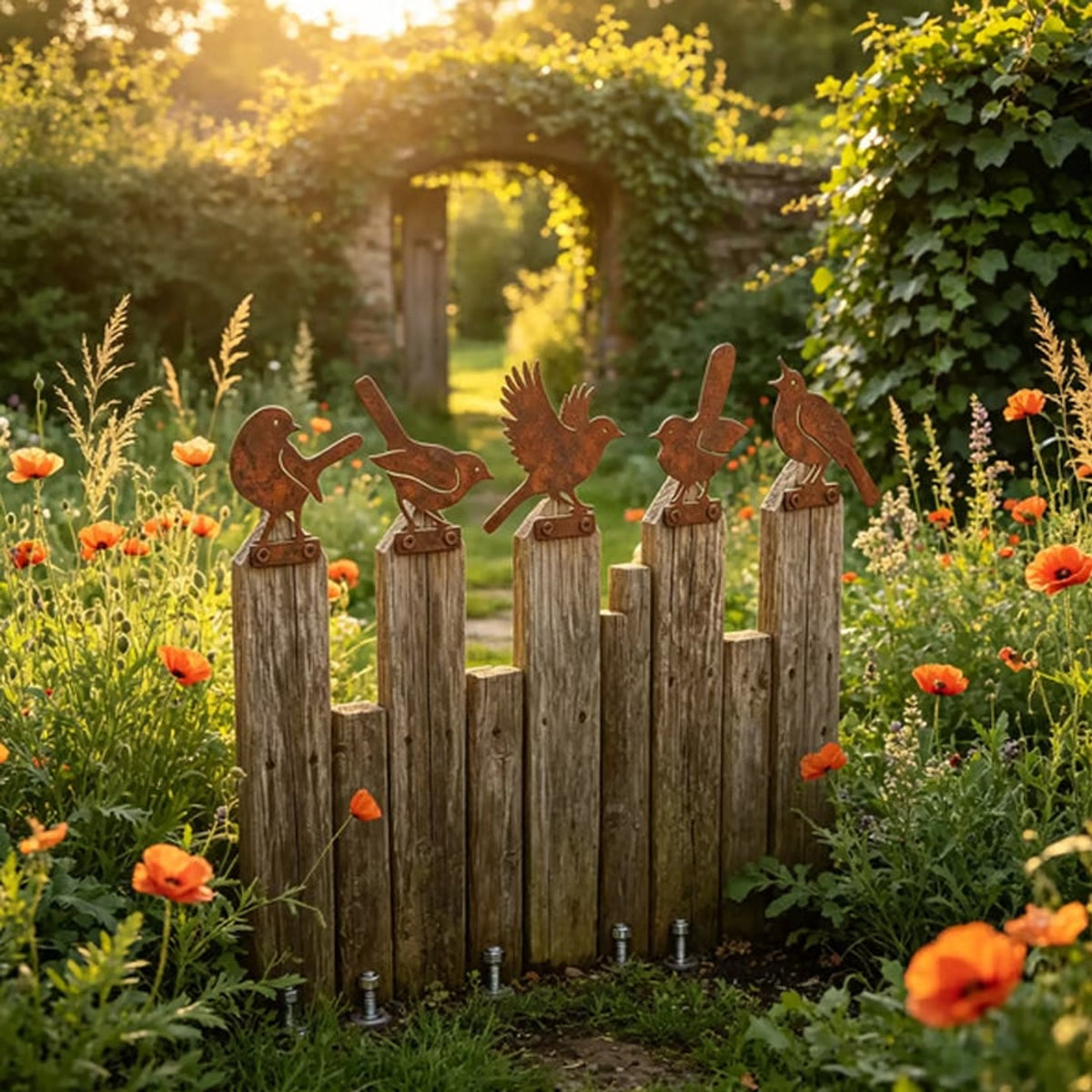 Weathered Corten Steel Bird Silhouettes Set Of 5 Garden Decor With Real Rust Patina - Image 15