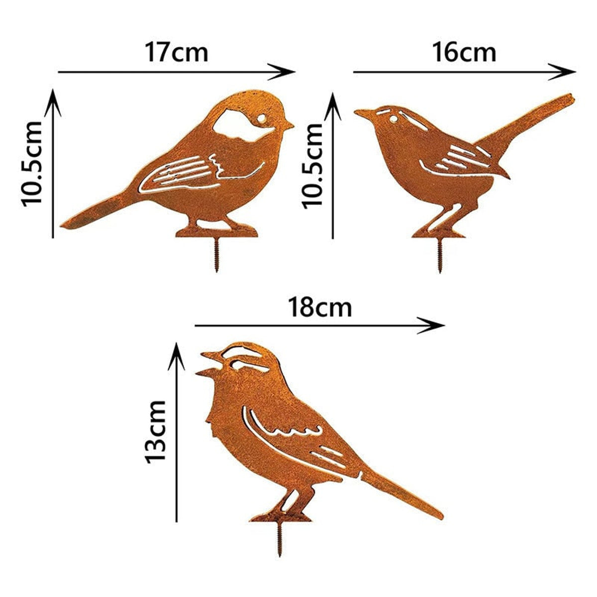 Weathered Corten Steel Bird Silhouettes Set Of 5 Garden Decor With Real Rust Patina - Image 18