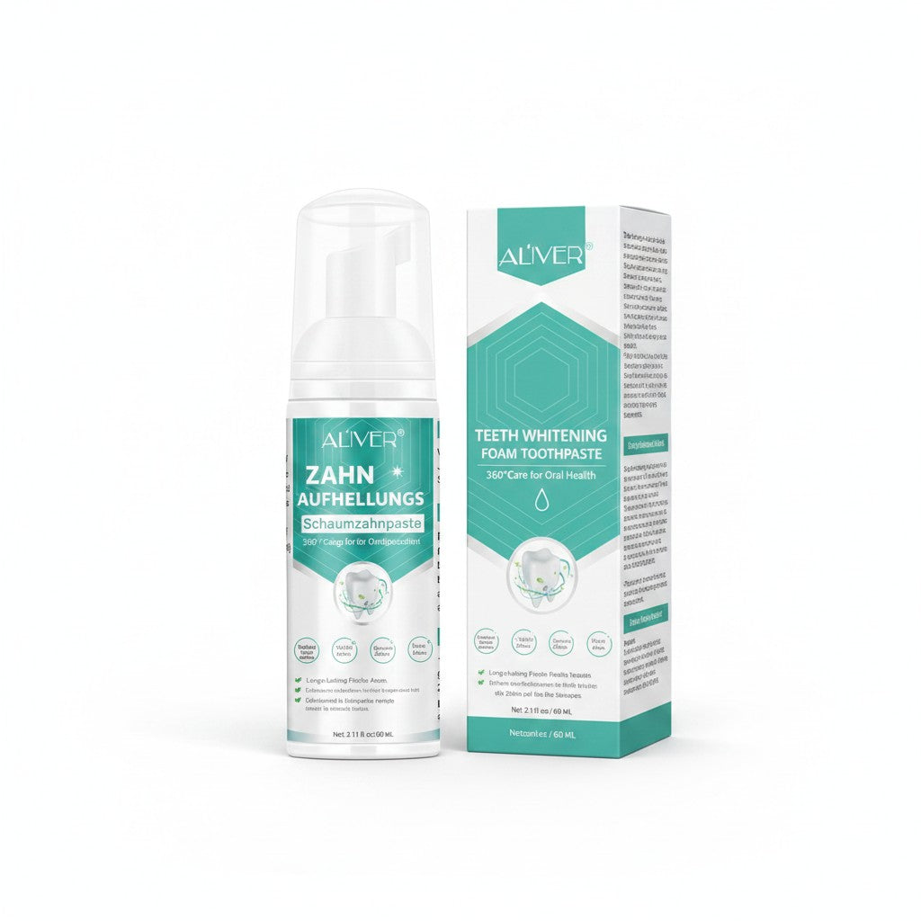 whitening foam toothpaste product photo on white background