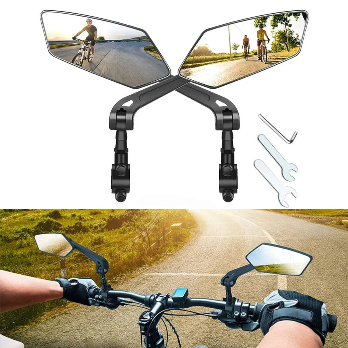 Wide-Angle Foldable Bike Mirrors With 360-Degree Rotation - Image 2