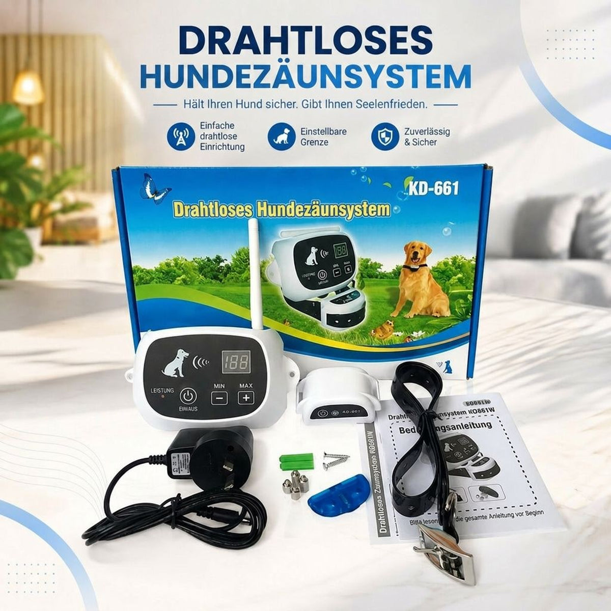 Wireless Dog Fence System With Waterproof Rechargeable Receiver Collar - Image 7