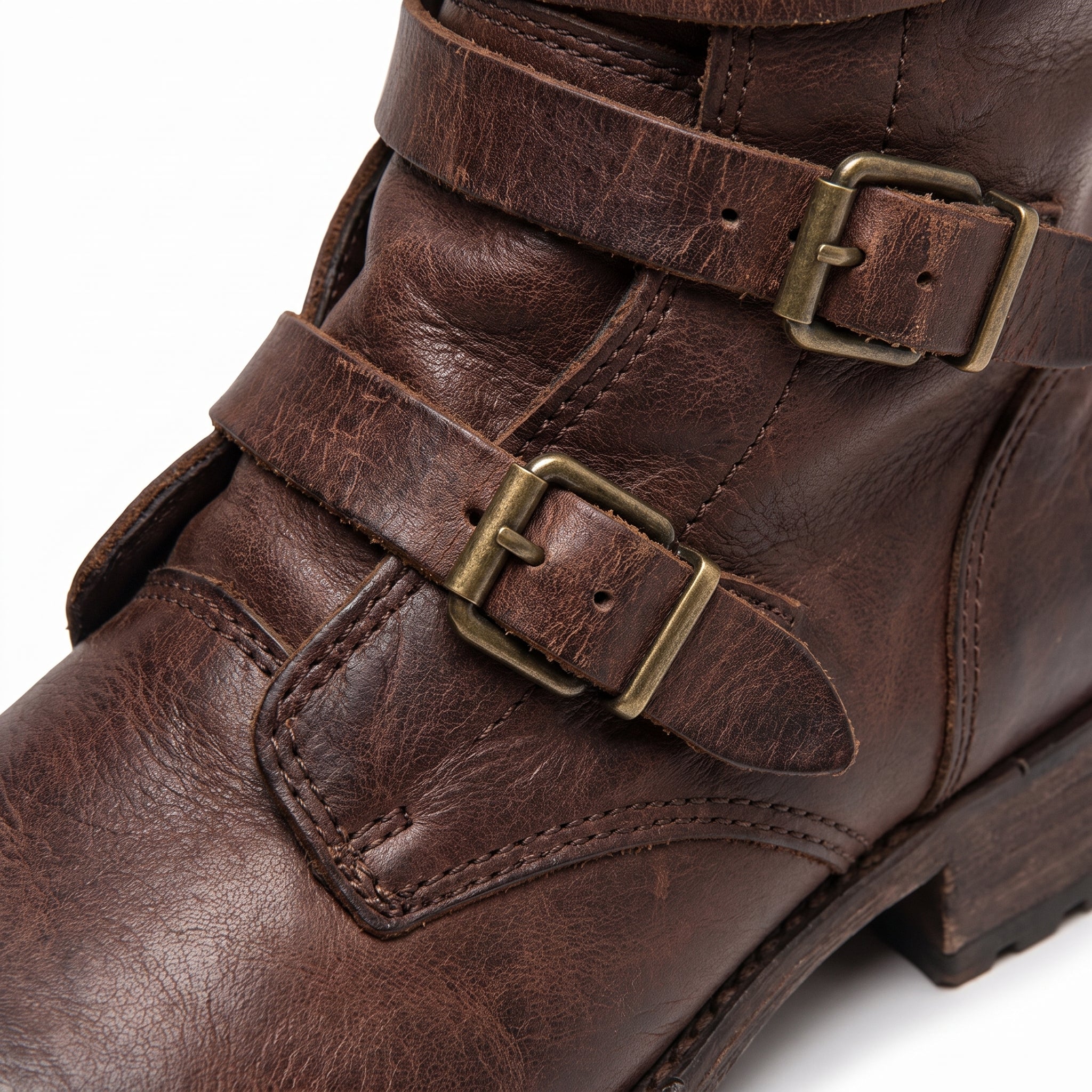 Women's Motorcycle Boots Retro Biker Buckle - detail