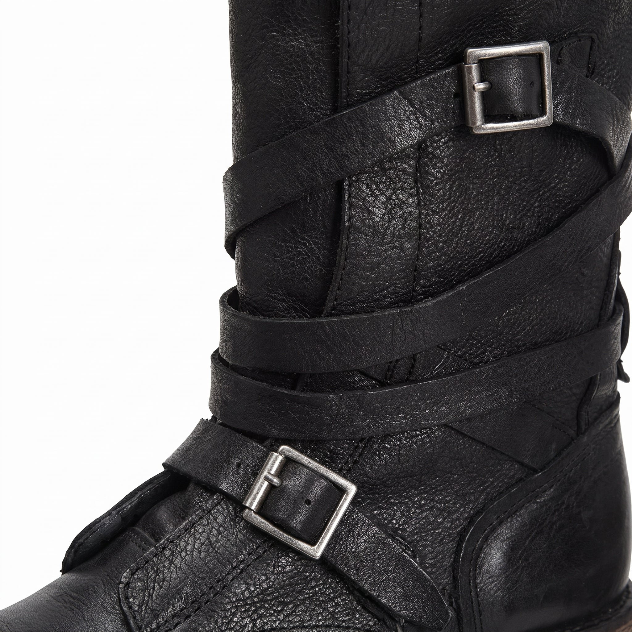 Women's Motorcycle Boots Retro Biker Buckle - detail