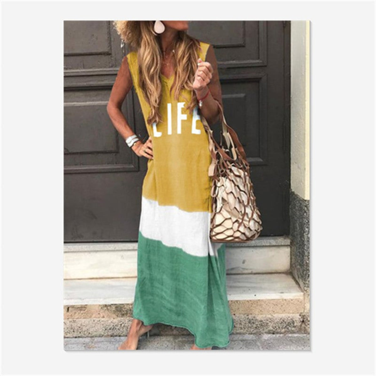 Women Vest Dress with Flattering Fit and Color Block - Image 2